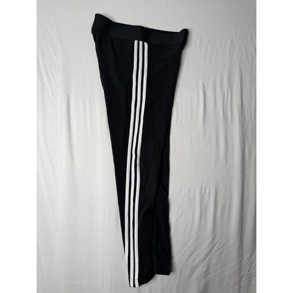 Adidas‎ Women's 3 Stripe Athletic Leggings Black White Size Medium M Workout - Picture 2 of 4